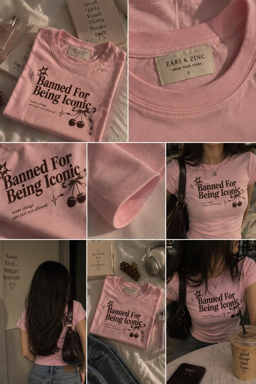 ZARI & ZINC pink baby tee editorial
