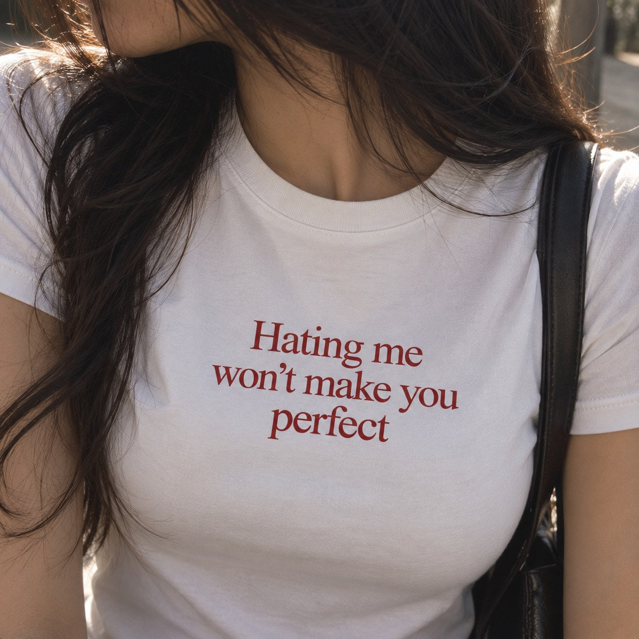 Hating me tee closeup