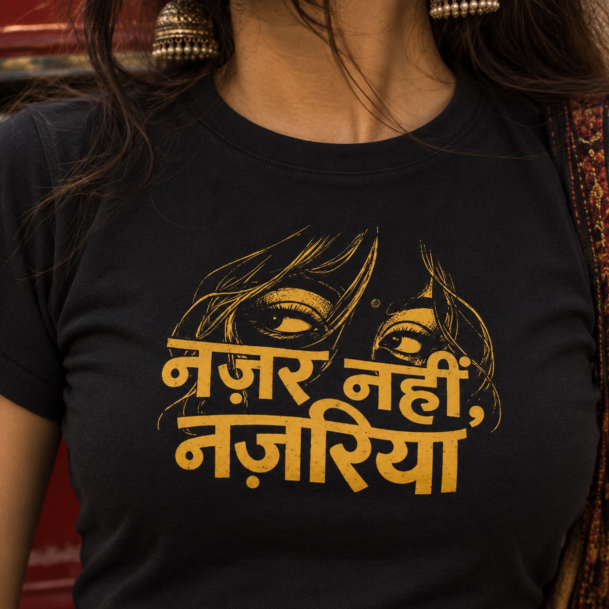 Nazar nahi nazariya tee closeup